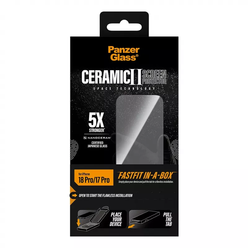 PanzerGlass keraamiline ekraanikaitse iPhone 17 Pro jaoks FastFit In-A-Boxiga