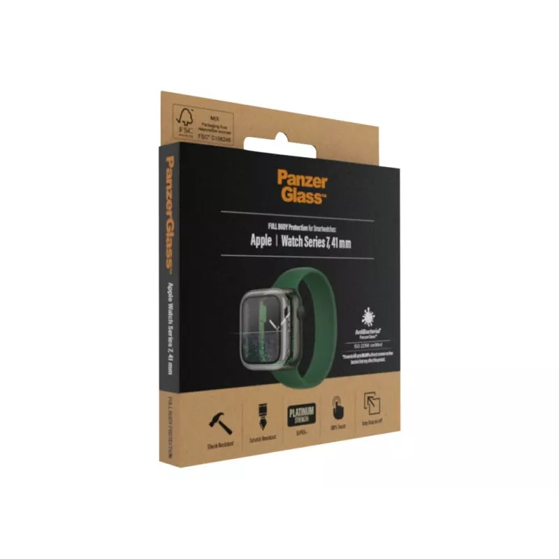PanzerGlass Täiskorpuse kaitse Apple Watch Series 7/8/9 41mm – Läbipaistev 9H karastatud klaas
