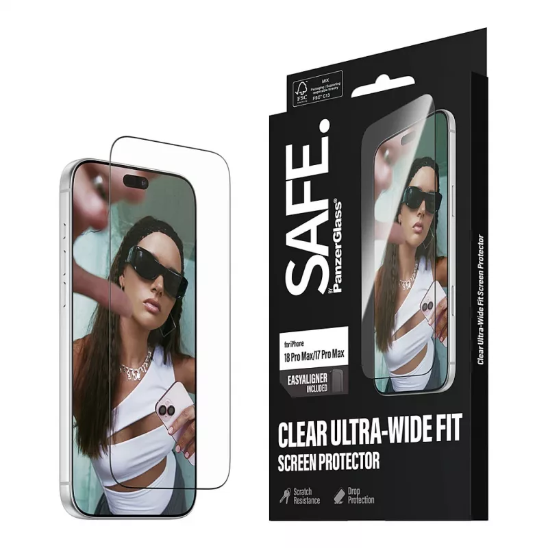 PanzerGlass SAFE ekraanikaitse iPhone 18 Pro Max/17 Pro Max jaoks - ülilai karastatud klaas, antibakteriaalne, 9H kõvadus