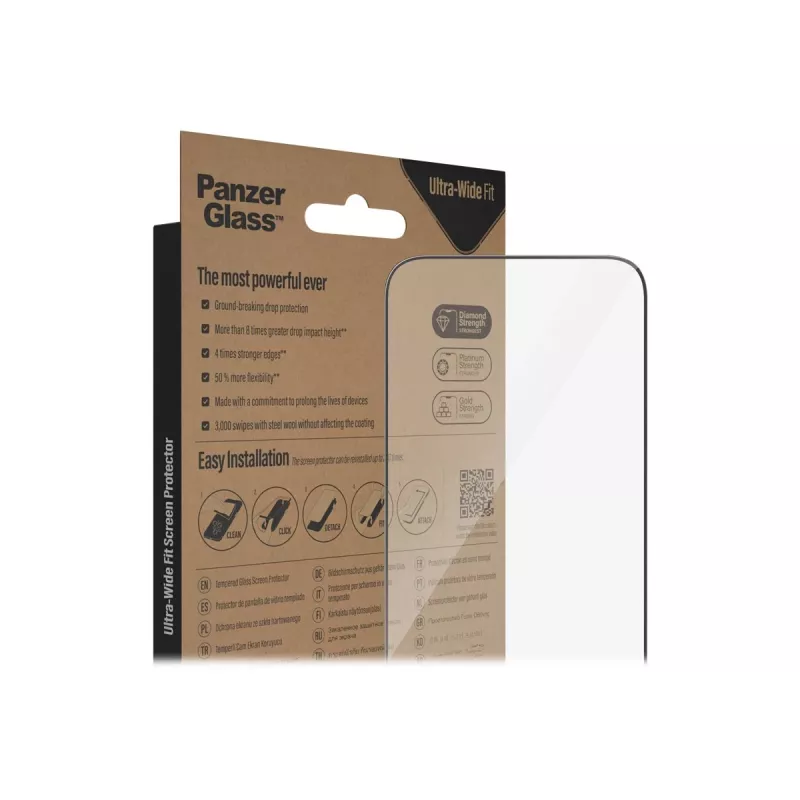PanzerGlass Ultra-Wide Fit Ekraanikaitse Apple iPhone 14 Pro Max (6.7 tolli) – Karastatud Klaas, Antibakteriaalne, 9H, Easy Aligner Kaasas