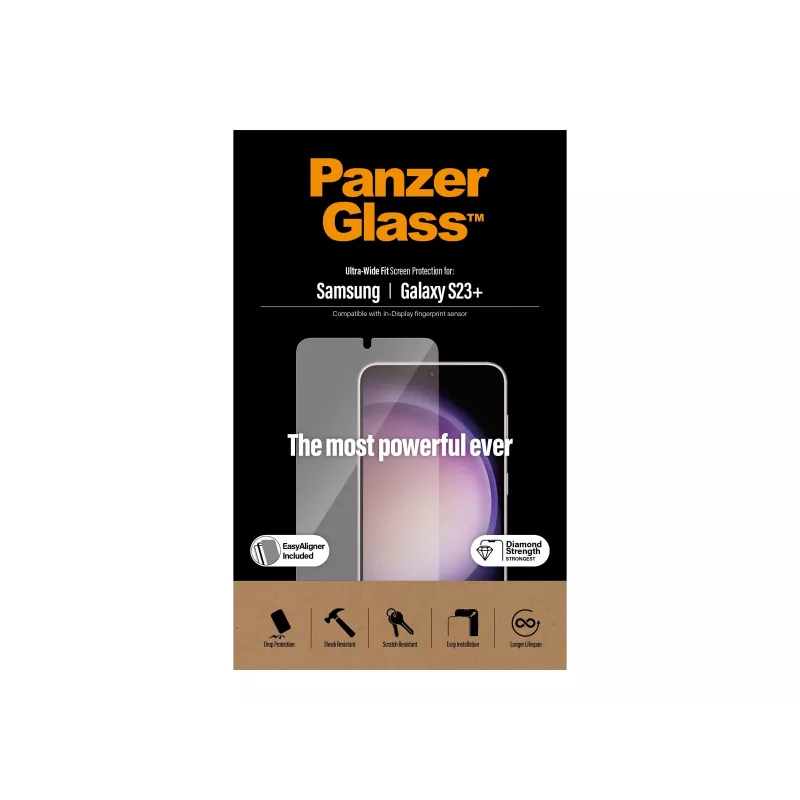 PanzerGlass Ultra-Wide Fit kaitseklaas Samsung Galaxy S23+ jaoks koos paigaldusraamiga