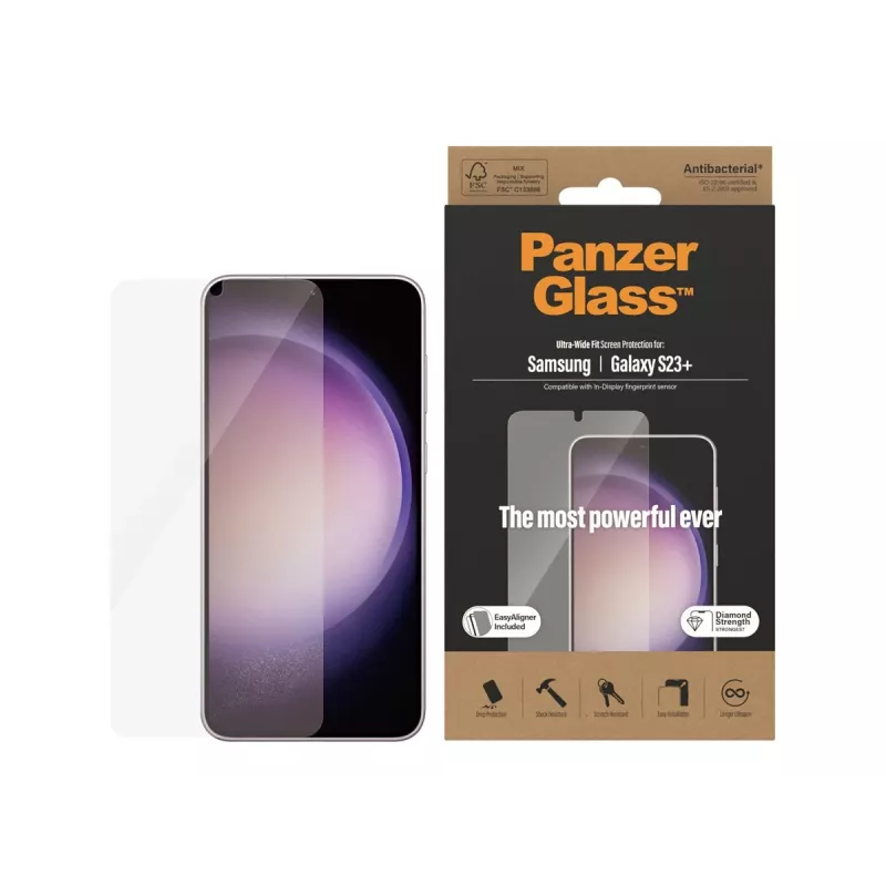 PanzerGlass Ultra-Wide Fit kaitseklaas Samsung Galaxy S23+ jaoks koos paigaldusraamiga