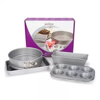 Patisse PAT-03673 Mittestikkuv ümmargune koogivormi komplekt, 4 tükki (18-24 cm), süsinikteras, must