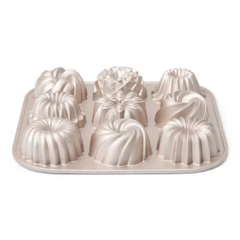 Patisse PAT-04521 Mittenakkuva süsinikterasest mini Bundt vormide komplekt, 6 osa, must