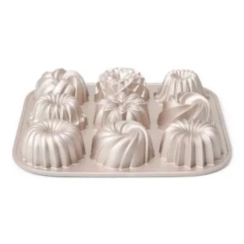 Patisse PAT-04521 Mittenakkuva süsinikterasest mini Bundt vormide komplekt, 6 osa, must