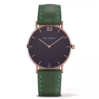 PAUL HEWITT Unisex Sailor Line Quartz Watch 39mm Rose Gold Stainless Steel Mesh Black Dial PH-SA-RSTB12M