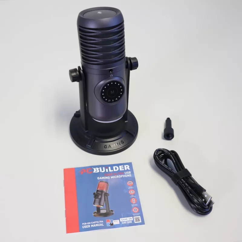 PCBuilder CAST ULTRA USB mängumikrofon - Kondensaator, Kardioid, RGB, Null-latentsusega jälgimine