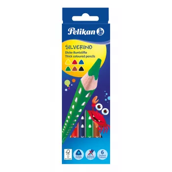 Pelikan 700610 värviliste pliiatsite komplekt, 6 tk (must, pruun, roheline, punane, violetne, kollane)