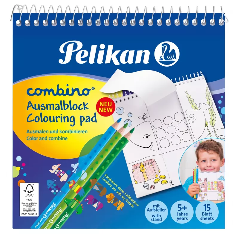 Pelikan 811231 Värvimiskomplekt, 15 lehekülge, Poistele/Tüdrukutele, Värvilised pliiatsid kaasas, Pildikomplekt värvimiseks
