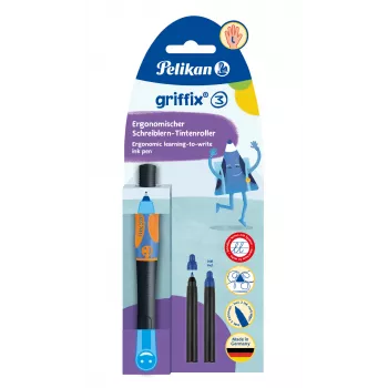 Pelikan griffix Neon Black vasakukäelistele mõeldud rollerpliiats - roosa 821018