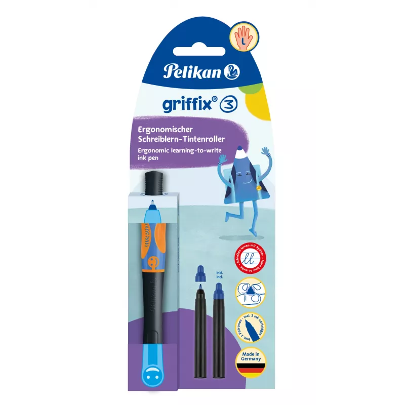 Pelikan griffix Neon Black vasakukäelistele mõeldud rollerpliiats - roosa 821018