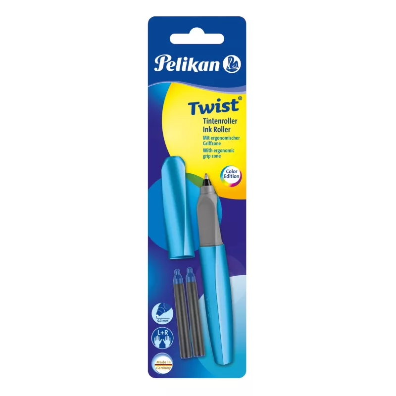 Pelikan Souverän K200 Twist-Action Kuulipastapasta - Marmorjas Sinine - Kuldne Ääris - Keskmine Ots - Täidetav - Valmistatud Saksamaal
