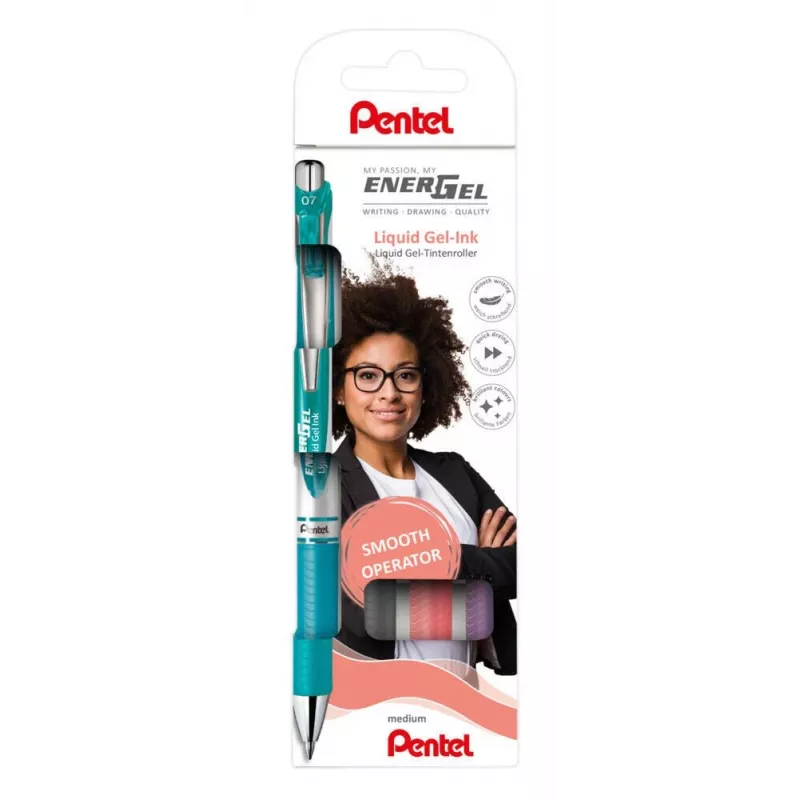 Pentel 4 EnerGel BL77 Geelpliiatsikomplekt Türkiissinine Hall Roosa Lilla 0,35 mm