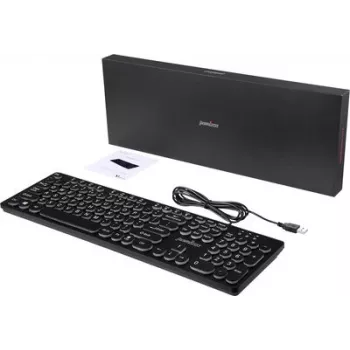 Perixx PERIBOARD-317 R DE B juhtmega USB-klaviatuur, saksa QWERTZ-paigutus, valge LED-taustvalgustus, must 12011