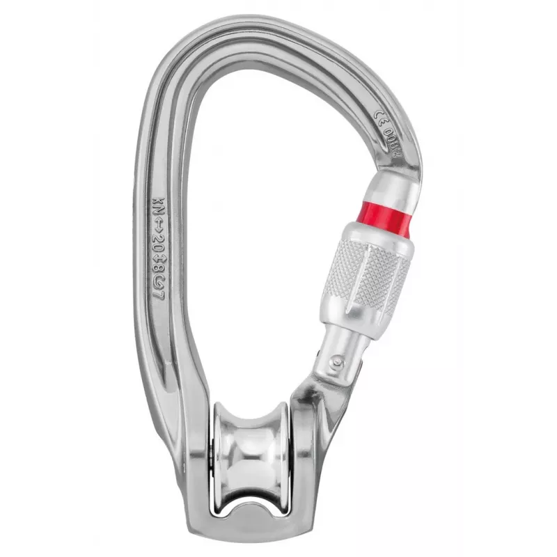Petzl Rollclip Carabiner with Sl - Screw-Lock Pulley, 23 kN, Grey/Red
