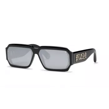 PHILIPP PLEIN MAN SPP150-670703 Päikeseprillid Ristkülikukujuline Must Raam Hall Lääts 67/11/145 mm
