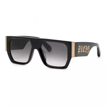 PHILIPP PLEIN MAN Päikeseprillid SPP094M540700 Must atsetaatraam, hall polükarbonaat lääts, 54/18/145 mm