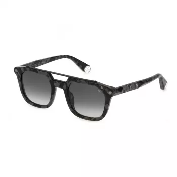 Philipp Plein meeste päikeseprillid SPP001M510721 - Must atsetaatraam, hallid läätsed 51mm