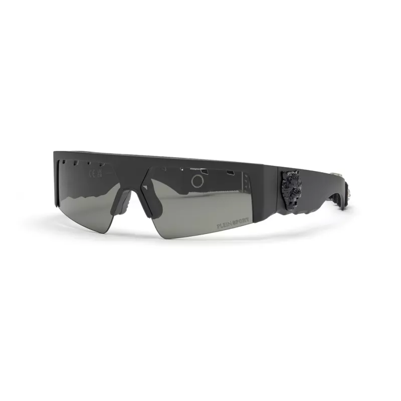 PHILIPP PLEIN SPORT SSP006V710U28 Meeste ristkülikukujulised päikeseprillid - must raam, suitsuhall lääts - 71/12/130 mm