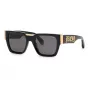 PHILIPP PLEIN SPP095M520700 Meeste ruudukujulised päikeseprillid musta atsetaatraamiga, hallid läätsed, UV400, 52/21/145 mm