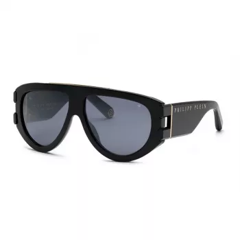 Philipp Plein SPP127M60700G meeste päikeseprillid - must atsetaatraam, tumedad hallid läätsed, 60/13/145 mm