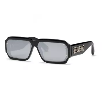 PHILIPP PLEIN SPP150-670700 Meeste päikeseprillid, must atsetaatraam, tumehallid läätsed, 67/11/145 mm