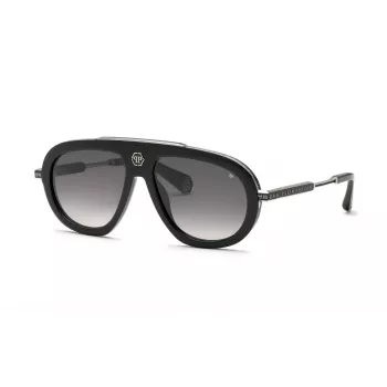 PHILIPP PLEIN SPP151V57700Y meeste päikeseprillid - must atsetaatraam, hallid polükarbonaat läätsed, 57 mm