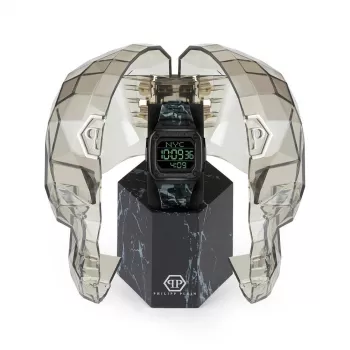 Philipp Plein The $kull meeste kvartskell 44mm roostevaba teras must silikoon PWHAA1822
