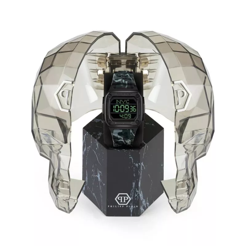 Philipp Plein The $kull meeste kvartskell 44mm roostevaba teras must silikoon PWHAA1822