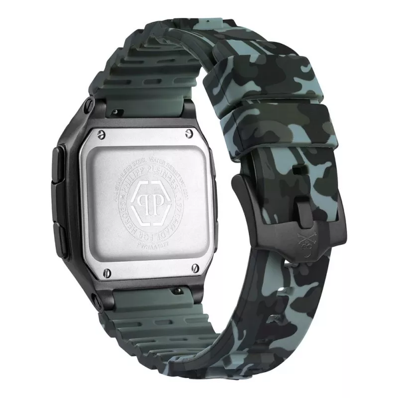 Philipp Plein The $kull meeste kvartskell 44mm roostevaba teras must silikoon PWHAA1822