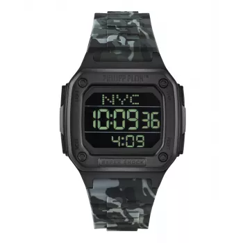 Philipp Plein The $kull meeste kvartskell 44mm roostevaba teras must silikoon PWHAA1822