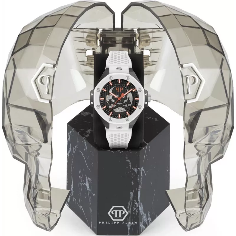 Philipp Plein The Skeleton meeste automaatkell PWPFA0724 46mm must silikoon