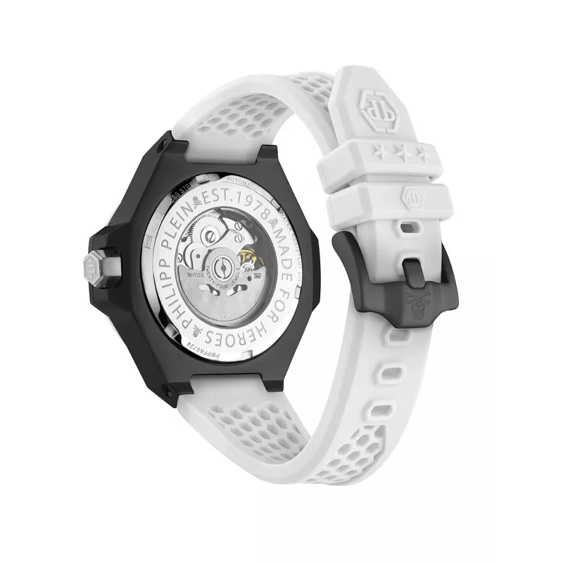 Philipp Plein The Skeleton meeste automaatkell PWPFA0724 46mm must silikoon
