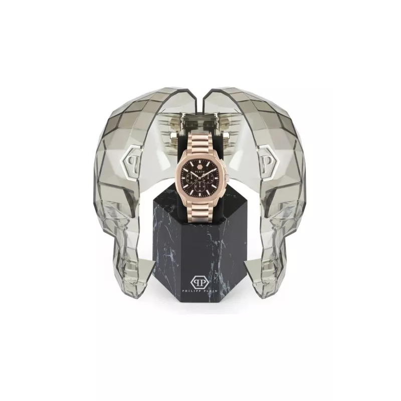 Philipp Plein The Skeleton meeste kvartskell PWSAA0623 44mm must silikoonrihm