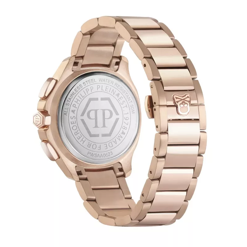 Philipp Plein The Skeleton meeste kvartskell PWSAA0623 44mm must silikoonrihm