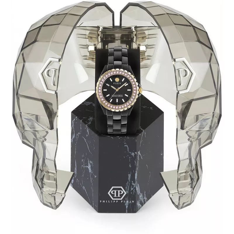 Philipp Plein The Skull Naiste Kvartskell 38mm Roostevaba Teras Must Silikoon PWPPA0324