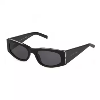 Philipp Plein naiste kassi silma päikeseprillid SPP025S550700 - läikiv must atsetaat, suitsuläätsed, UV400