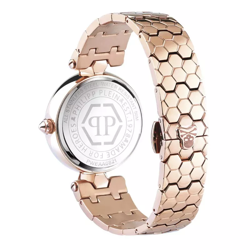Philipp Plein naiste PWEAA0821 32mm roostevabast terasest kvartskell musta kolju sihverplaadiga