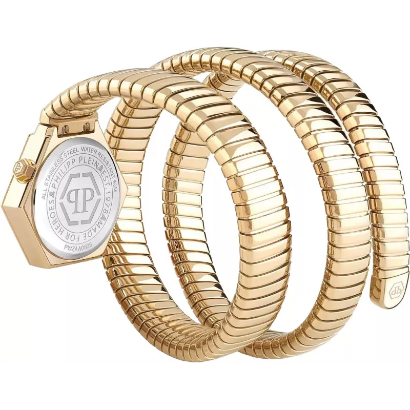 Philipp Plein Naiste PWZAA0825 The $kull Kvartskell 28mm Roosakuldne Roostevaba Teras Must Silikoon