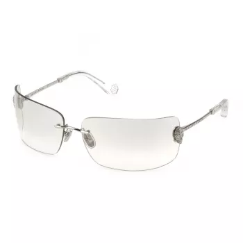 Philipp Plein naiste päikeseprillid SPP027V95579X - Ülisuur must raam, hallid läätsed, UV400 kaitse