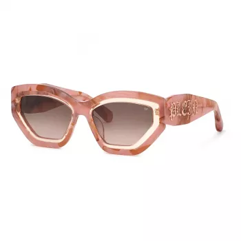 Philipp Plein naiste päikeseprillid SPP099M5506Z8 - must atsetaatraam, hallid läätsed, 55/18/140 mm