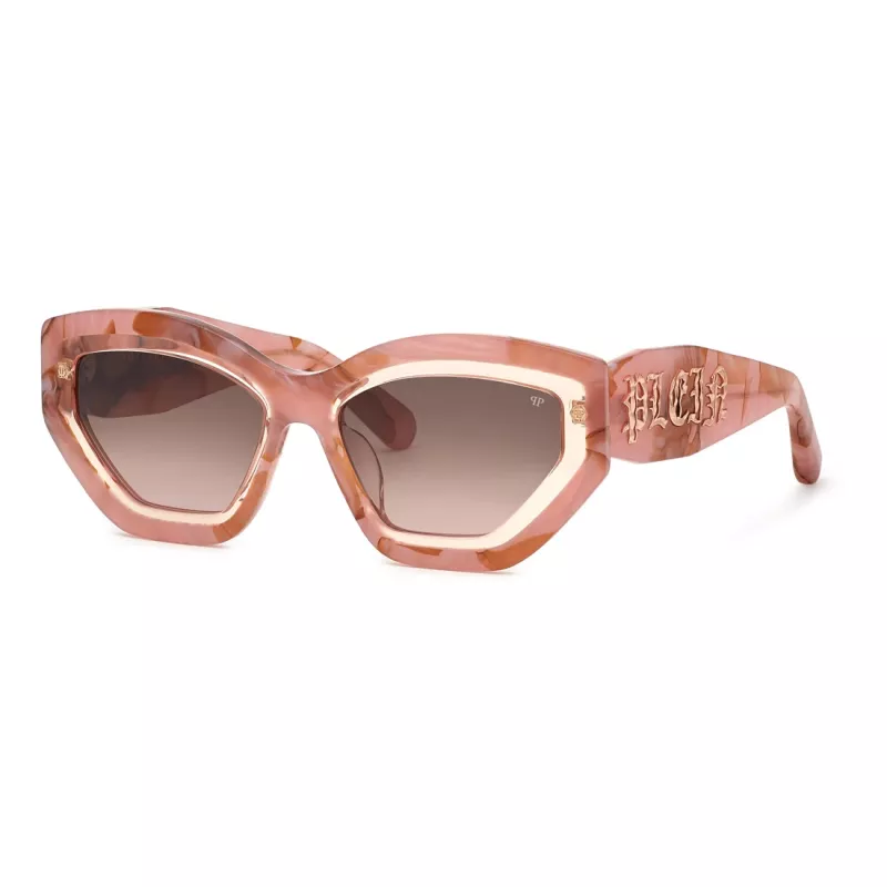 Philipp Plein naiste päikeseprillid SPP099M5506Z8 - must atsetaatraam, hallid läätsed, 55/18/140 mm