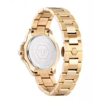 Philipp Plein naiste The $kull kvartskell 38mm roostevabast terasest musta sihverplaadiga silikoonrihm PWOFA0725
