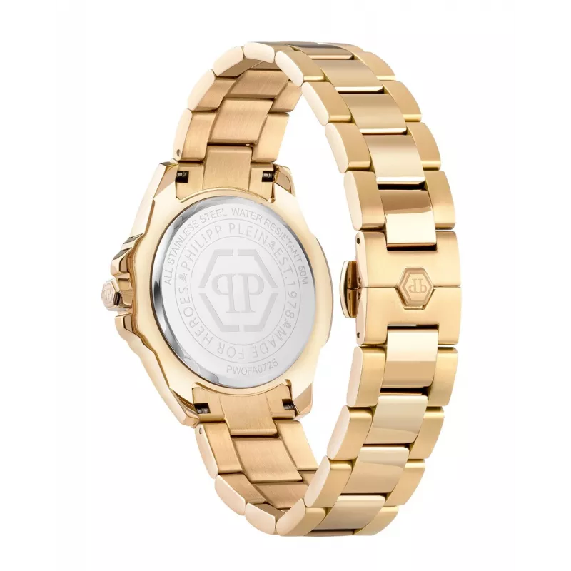 Philipp Plein naiste The $kull kvartskell 38mm roostevabast terasest musta sihverplaadiga silikoonrihm PWOFA0725