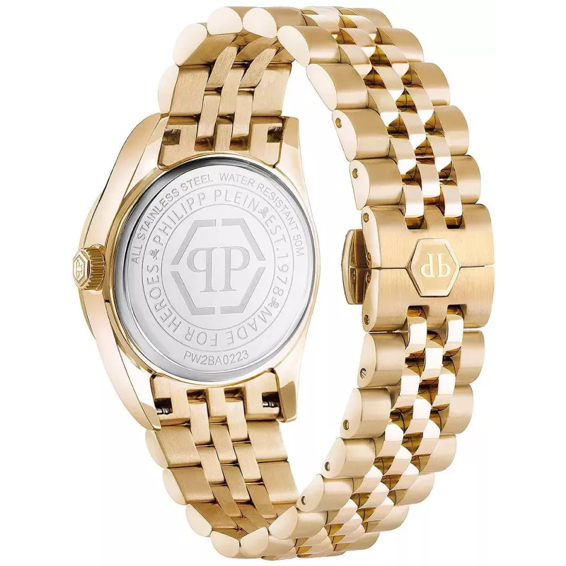 Philipp Plein naiste kell PW2BA0223 38mm roosakuldse tooniga roostevaba teras valge silikoon