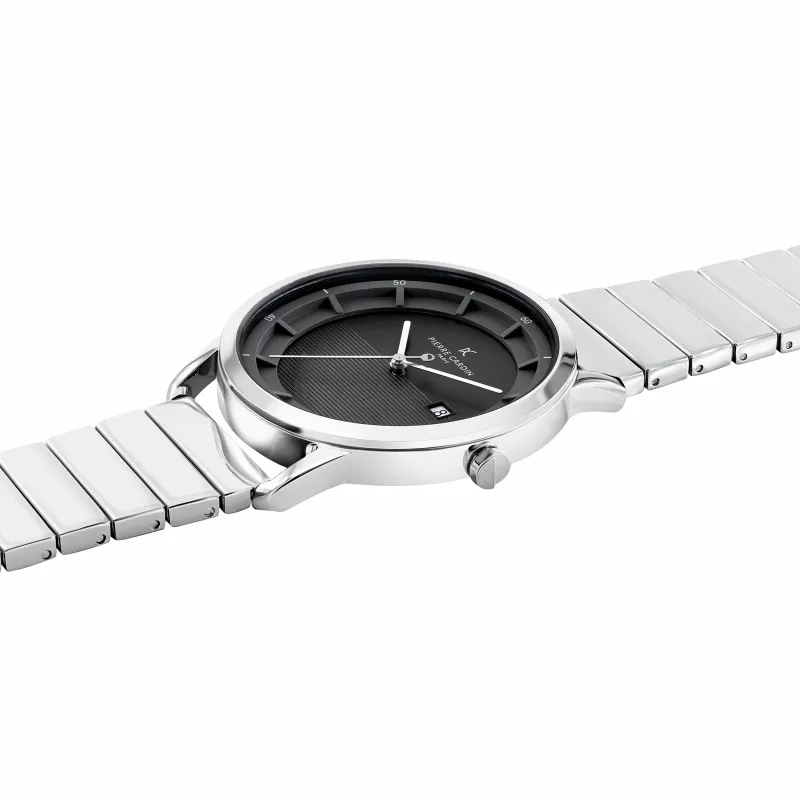 Pierre Cardin meeste analoogkvartskell CLC.6006 - 43mm roostevabast terasest korpus, must nahkrihm