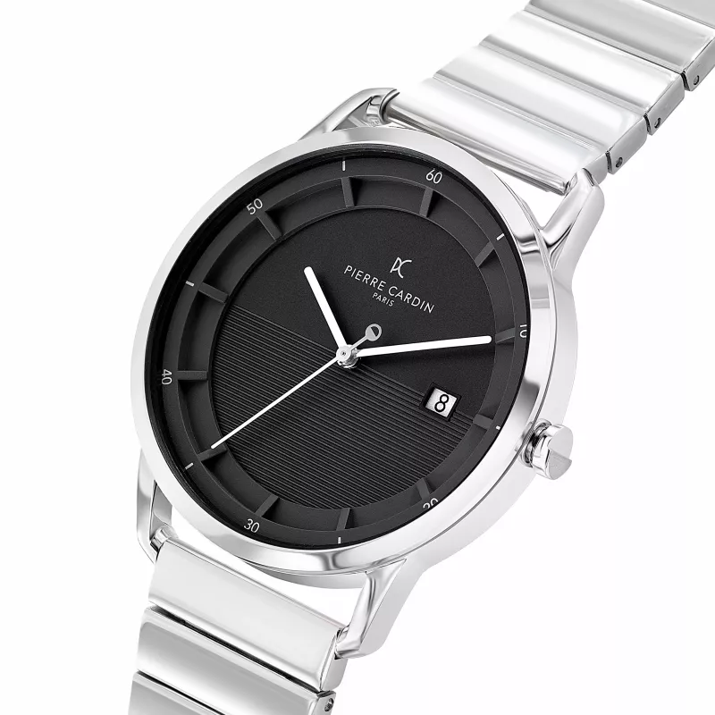 Pierre Cardin meeste analoogkvartskell CLC.6006 - 43mm roostevabast terasest korpus, must nahkrihm