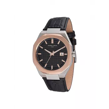 Pierre Cardin meeste käekell CF.1000.LB.1 42mm roostevabast terasest kvarts-analoog musta numbrilaua ja nahkrihmaga