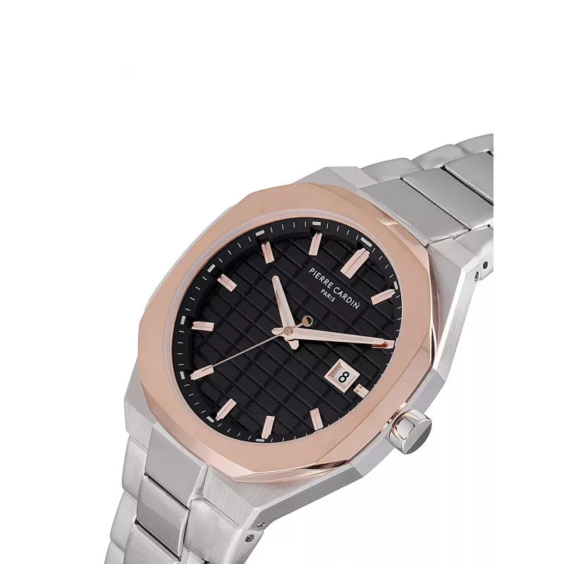 Pierre Cardin meeste käekell CF.1000.MU 42mm kvarts analoog roostevaba teras must sihverplaat nahkrihm