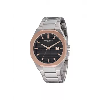 Pierre Cardin meeste käekell CF.1000.MU 42mm kvarts analoog roostevaba teras must sihverplaat nahkrihm